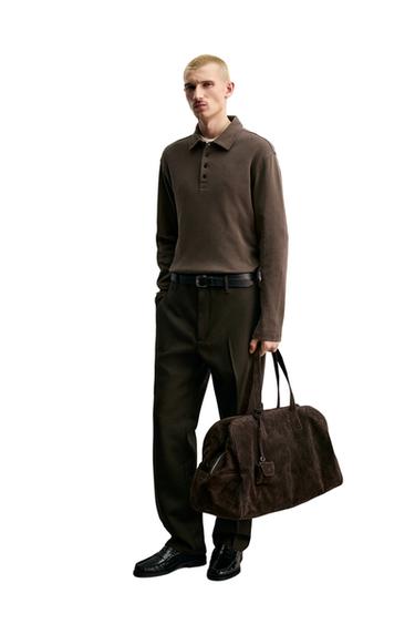 BRUSHED TEXTURED POLO SHIRT - Brown by Zara