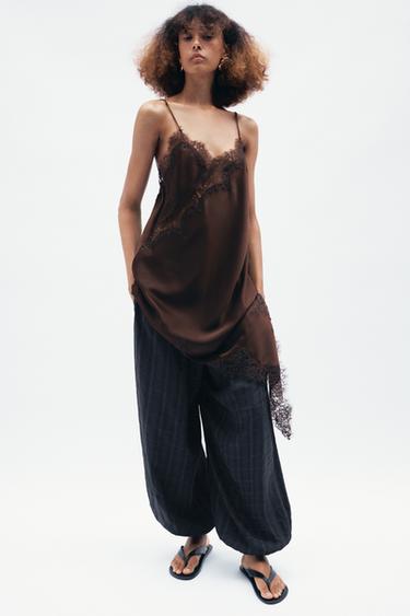 CHECK SAROUEL TROUSERS ZW COLLECTION - Brown-Blue by Zara