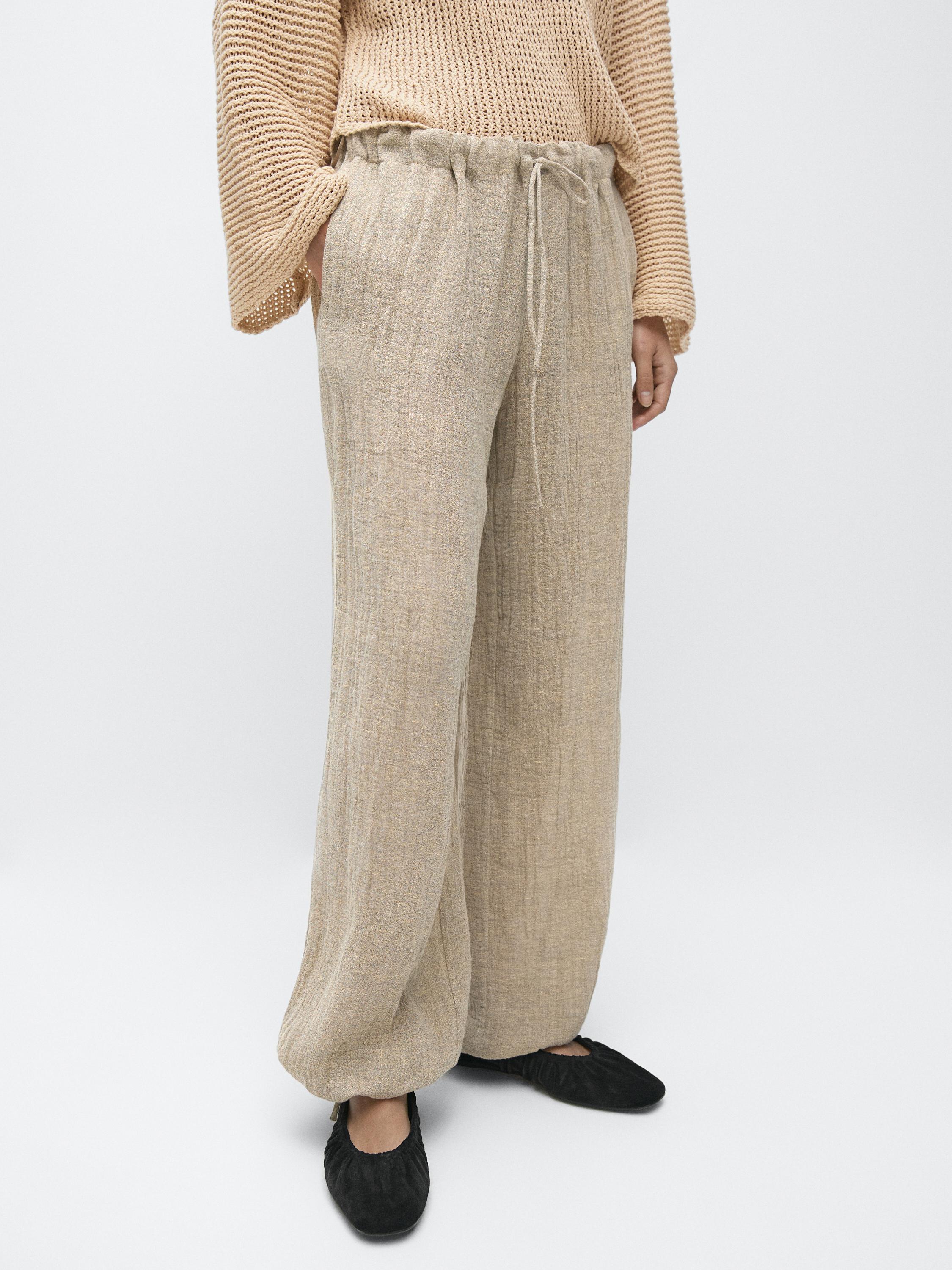 Linen blend sarouel trousers