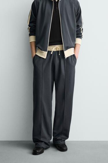 PANTALÓN JOGGER WIDE FIT BANDAS - Azul de Zara