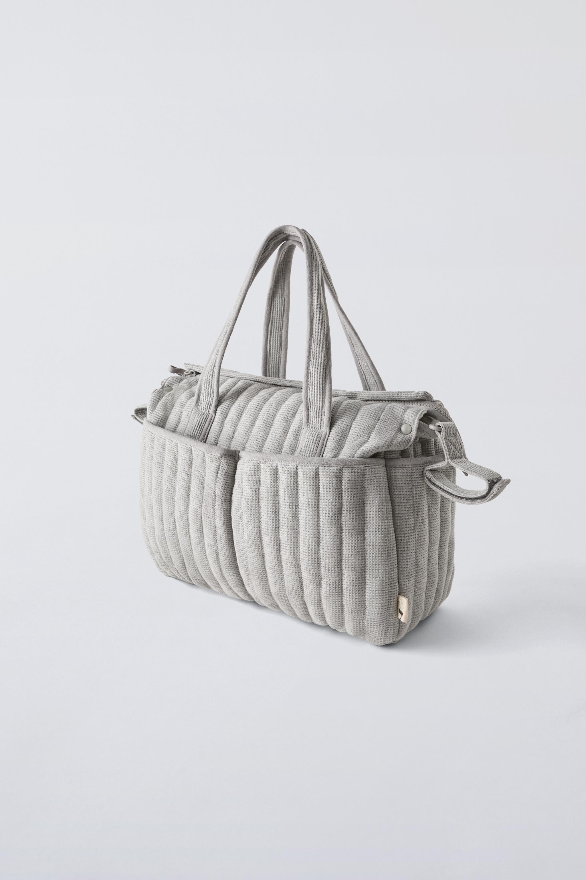 BOLSA MATERNIDAD ALGODON Gris ZARA Espana