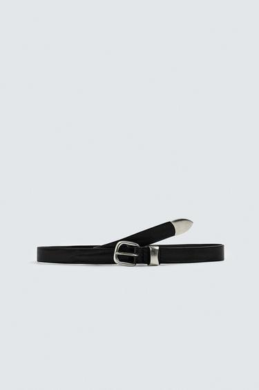 CINTO DE PELE EFEITO VINTAGE - Preto da Zara