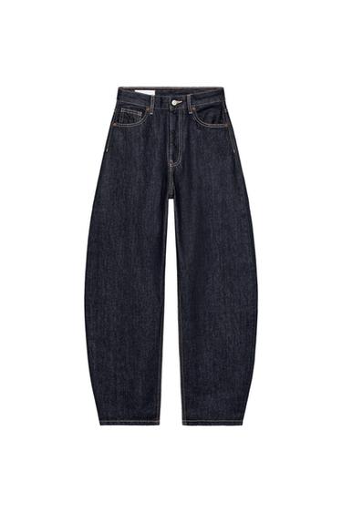 JEANS TRF BARREL HOGE TAILLE - Donker indigo van Zara