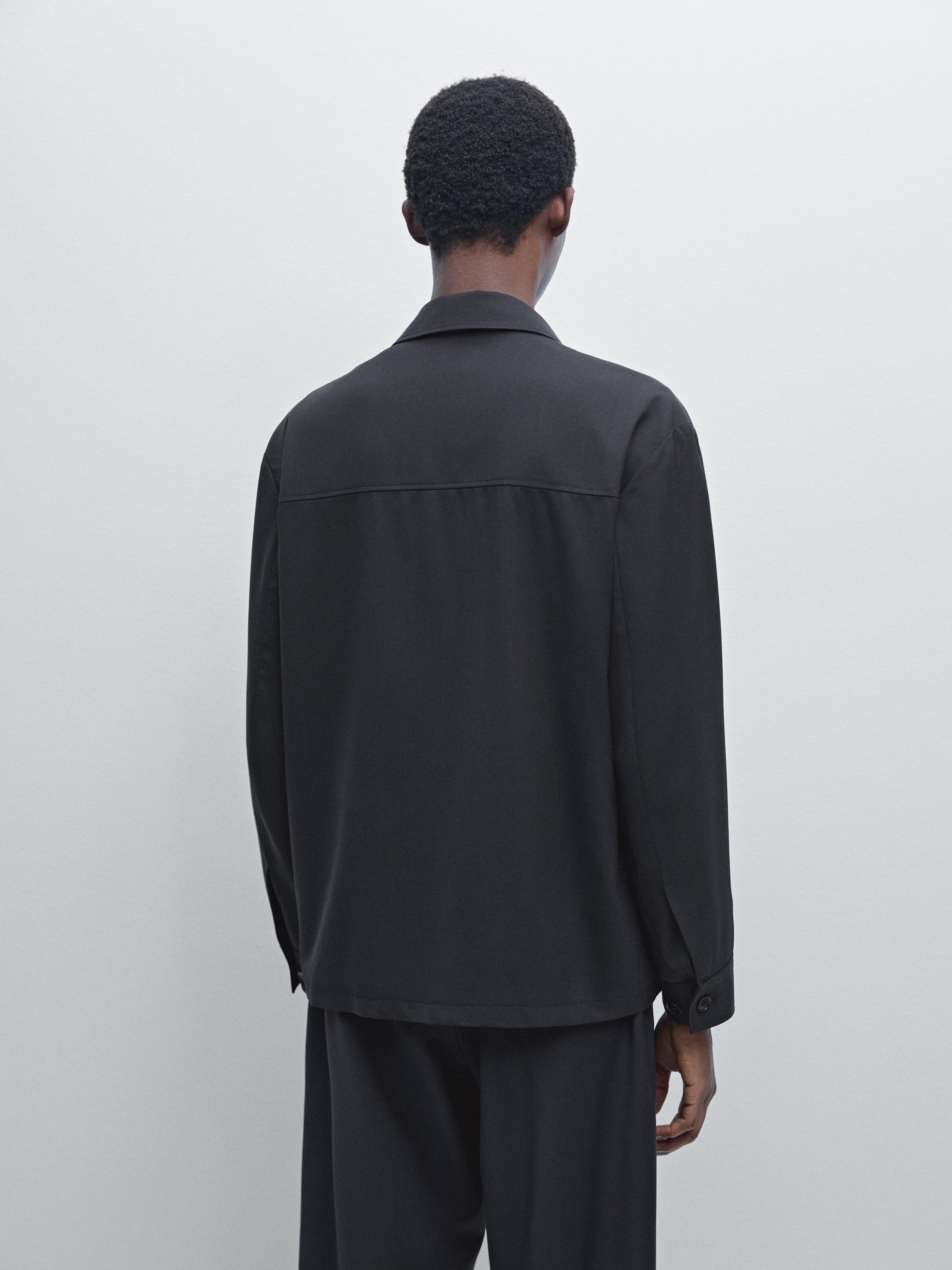 Cool wool blend zipped overshirt