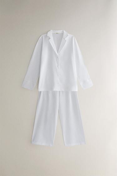 PANTALON LONG EN COTON - Blanc de Zara - Image 4