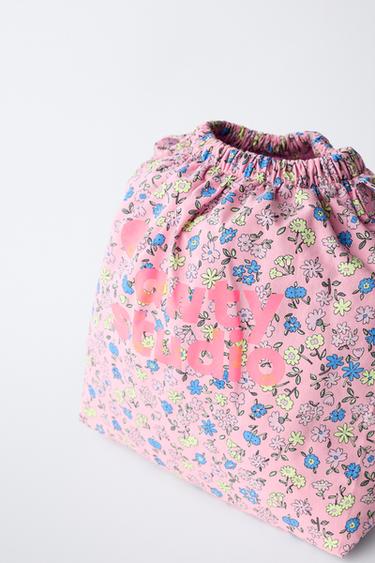 FLORAL AND TEXT PRINTED BAG - Pink / Lilac by Zara - Image 2