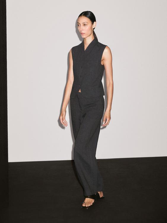 Lightweight straight-leg linen trousers