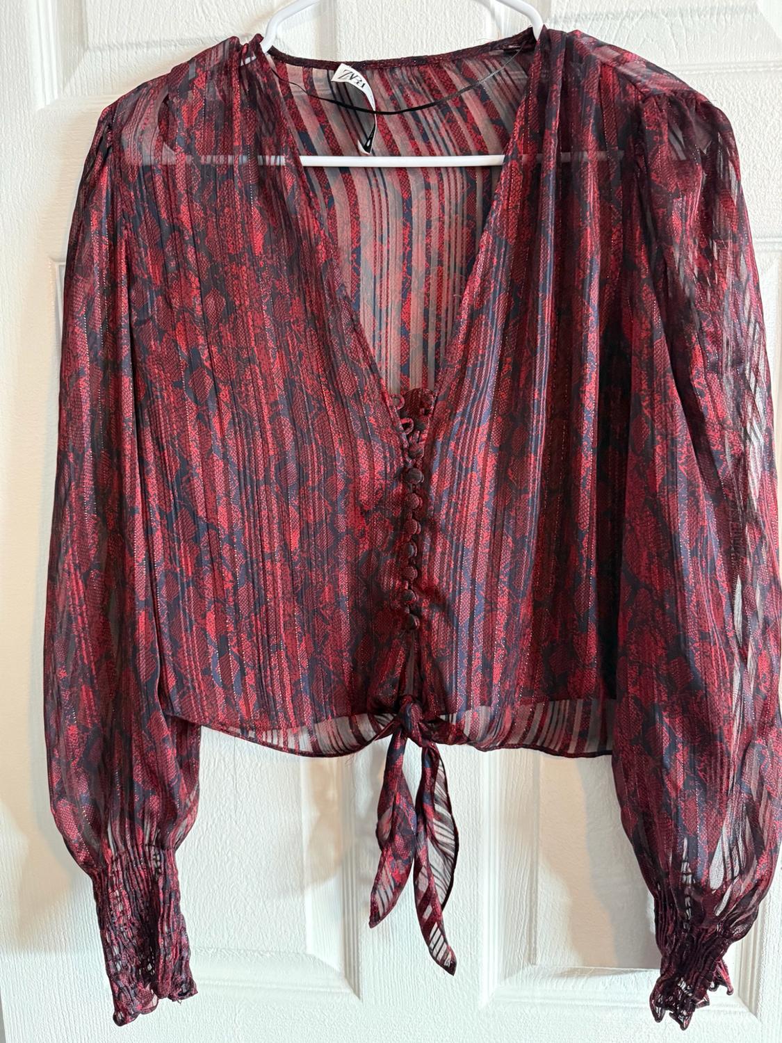 PRINTED BLOUSE WITH KNOT - Image 2