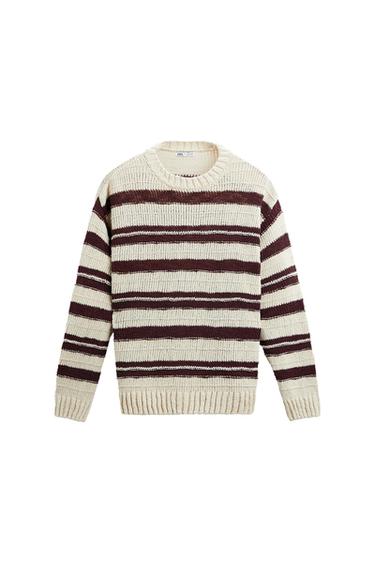 TEXTURED SWEATER WITH STRIPES