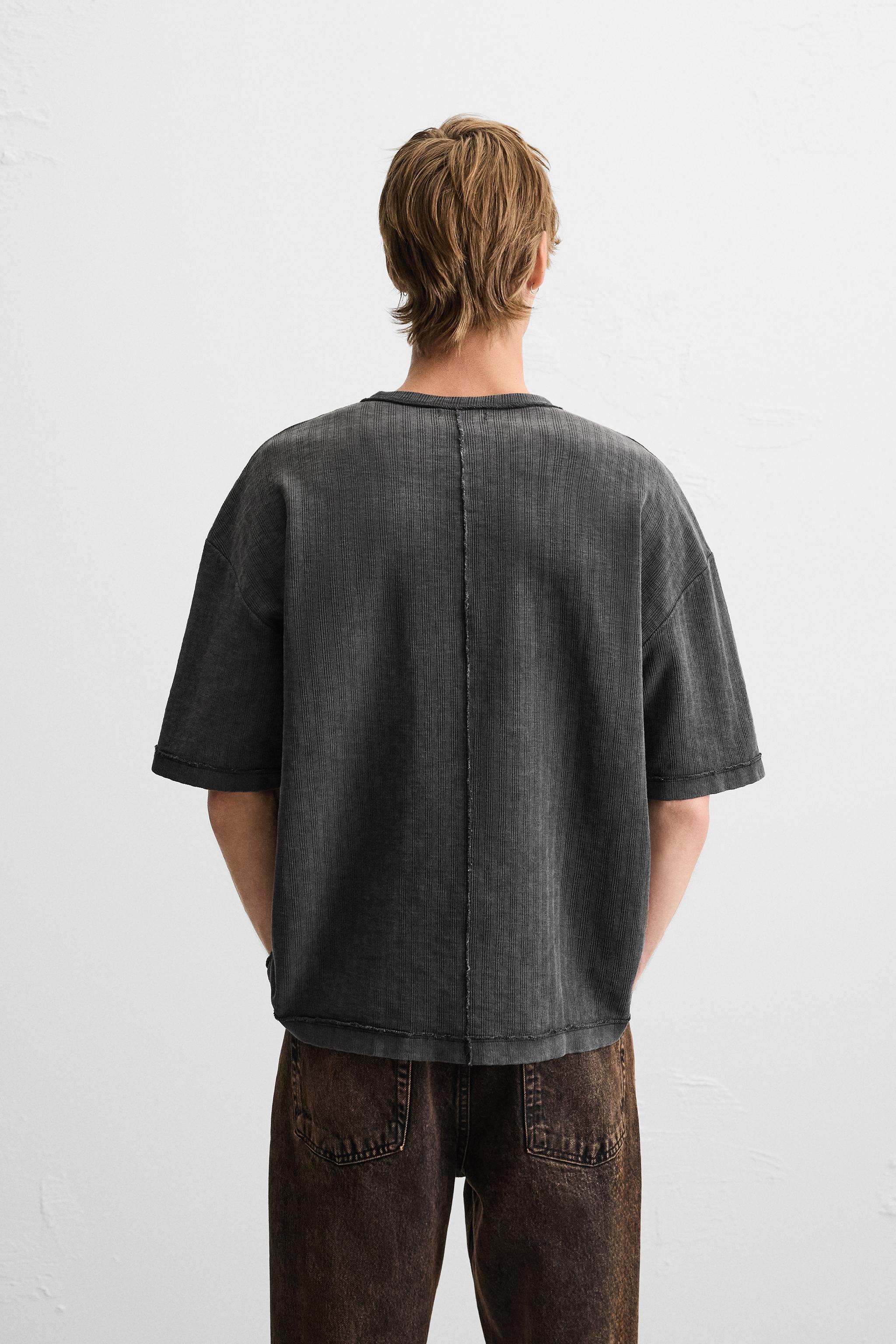 ウォッシュド加工ニットTシャツ - アイス グレー | ZARA Japan