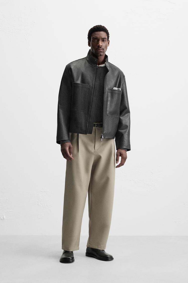 LEATHER JACKET WITH POCKETS - Black | ZARA Thailand