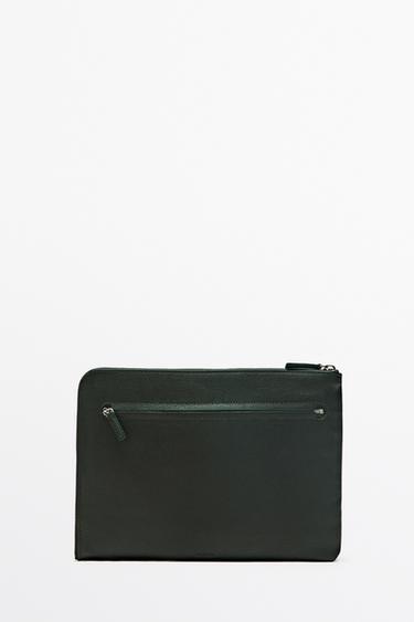 Small nappa leather laptop case — Bottle green 2