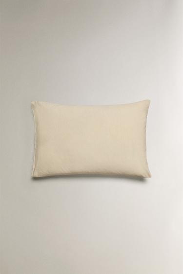 STRIPED SEERSUCKER COTTON PILLOWCASE - Beige by Zara - Image 3