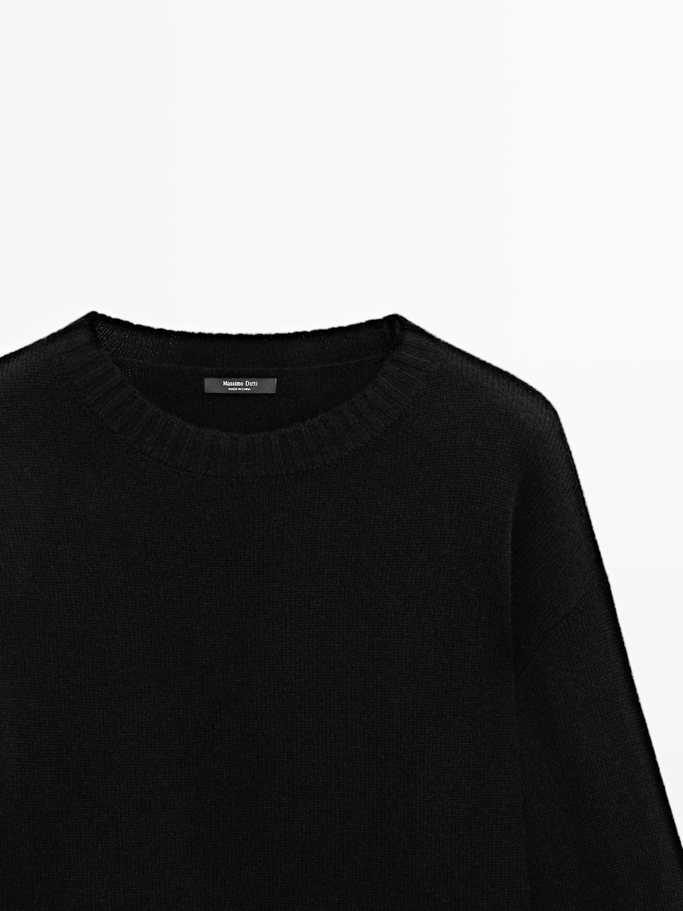 Wool blend crew neck sweater