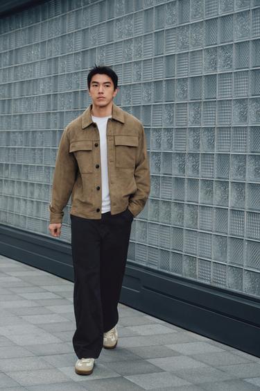 Zara 人造麂皮襯衫式外套 - 沙色