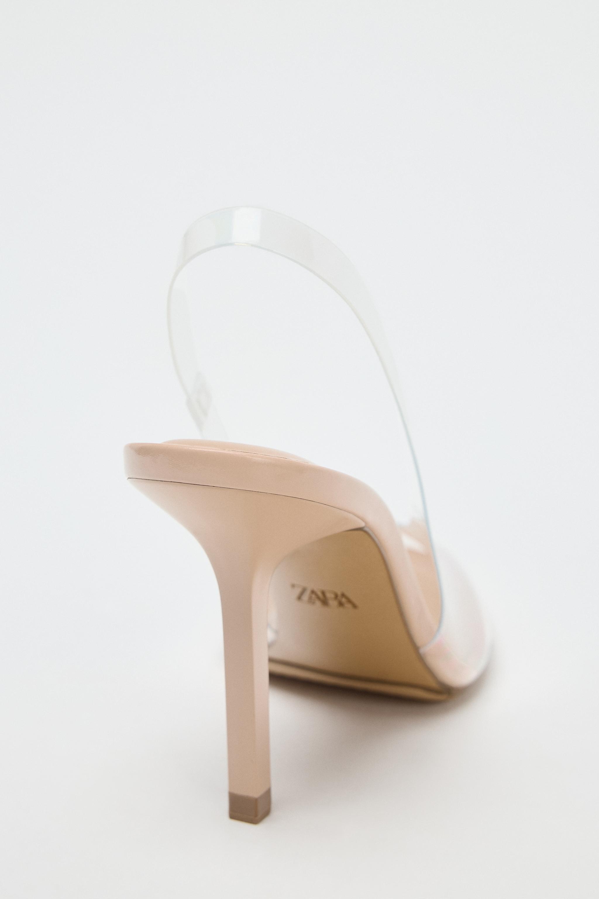 らる VINYL HEELED SLINGBACKS - Light beige | ZARA United States
