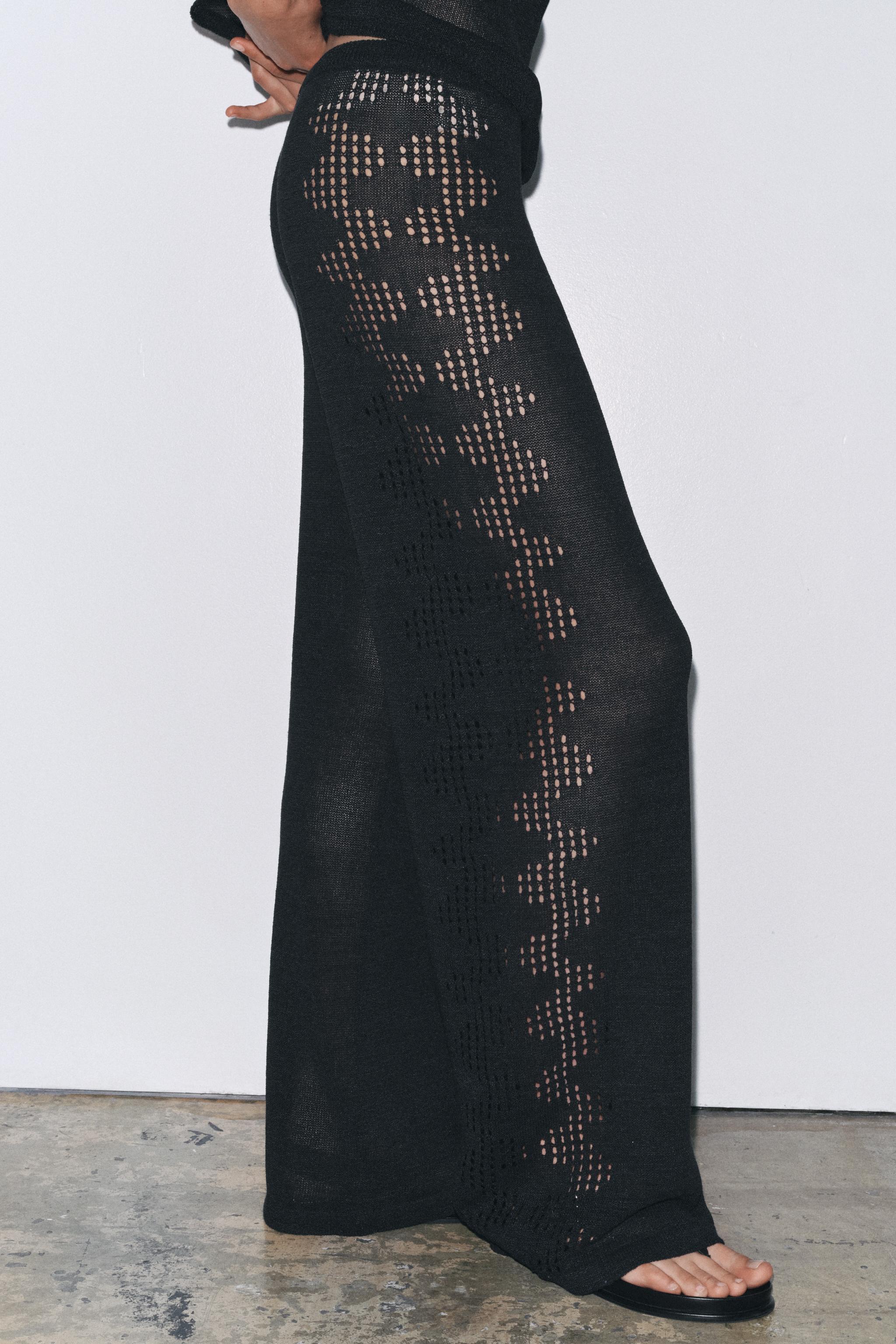 POINTELLE KNIT PANTS WITH SIDE DETAIL - Black | ZARA United