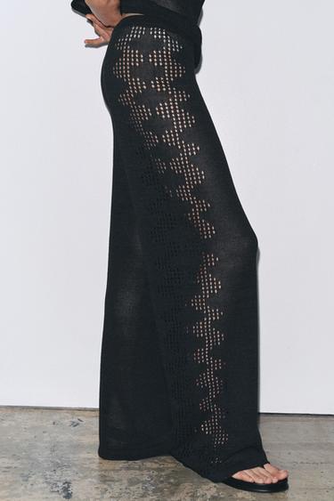 POINTELLE KNIT TROUSERS WITH SIDE DETAIL - Black by Zara - Image 1