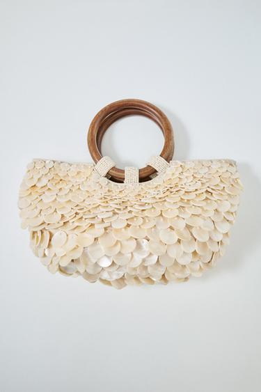 BOLSO DE MANO APLIQUES - Gris perla de Zara