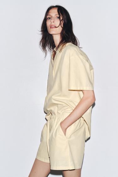 SHORT POPELINE SURPIQÛRES - Écru de Zara