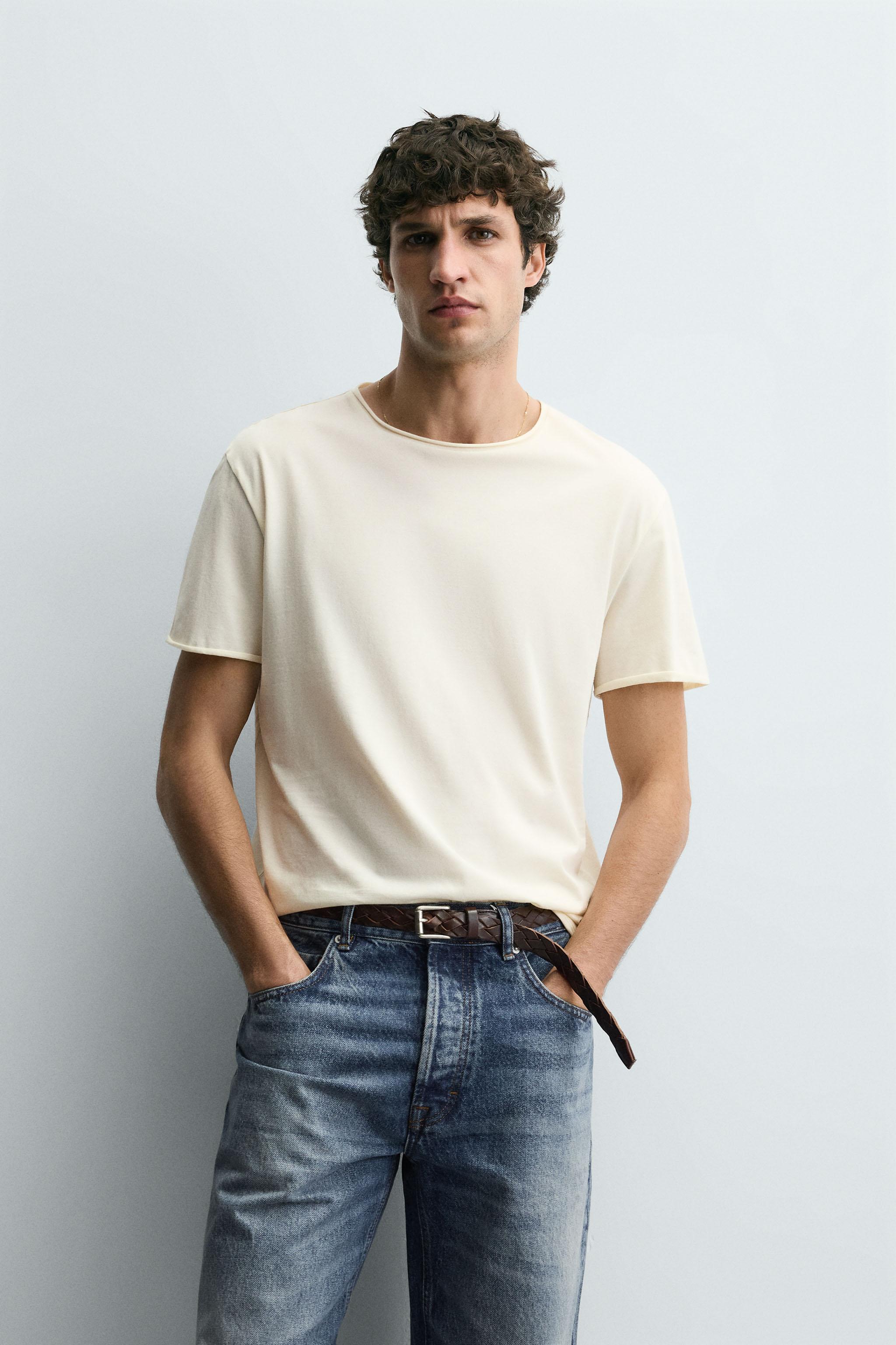 BASIC IRREGULAR FINISH T-SHIRT — Ecru