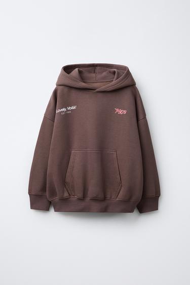TEXT PRINT HOODIE - Brown by Zara