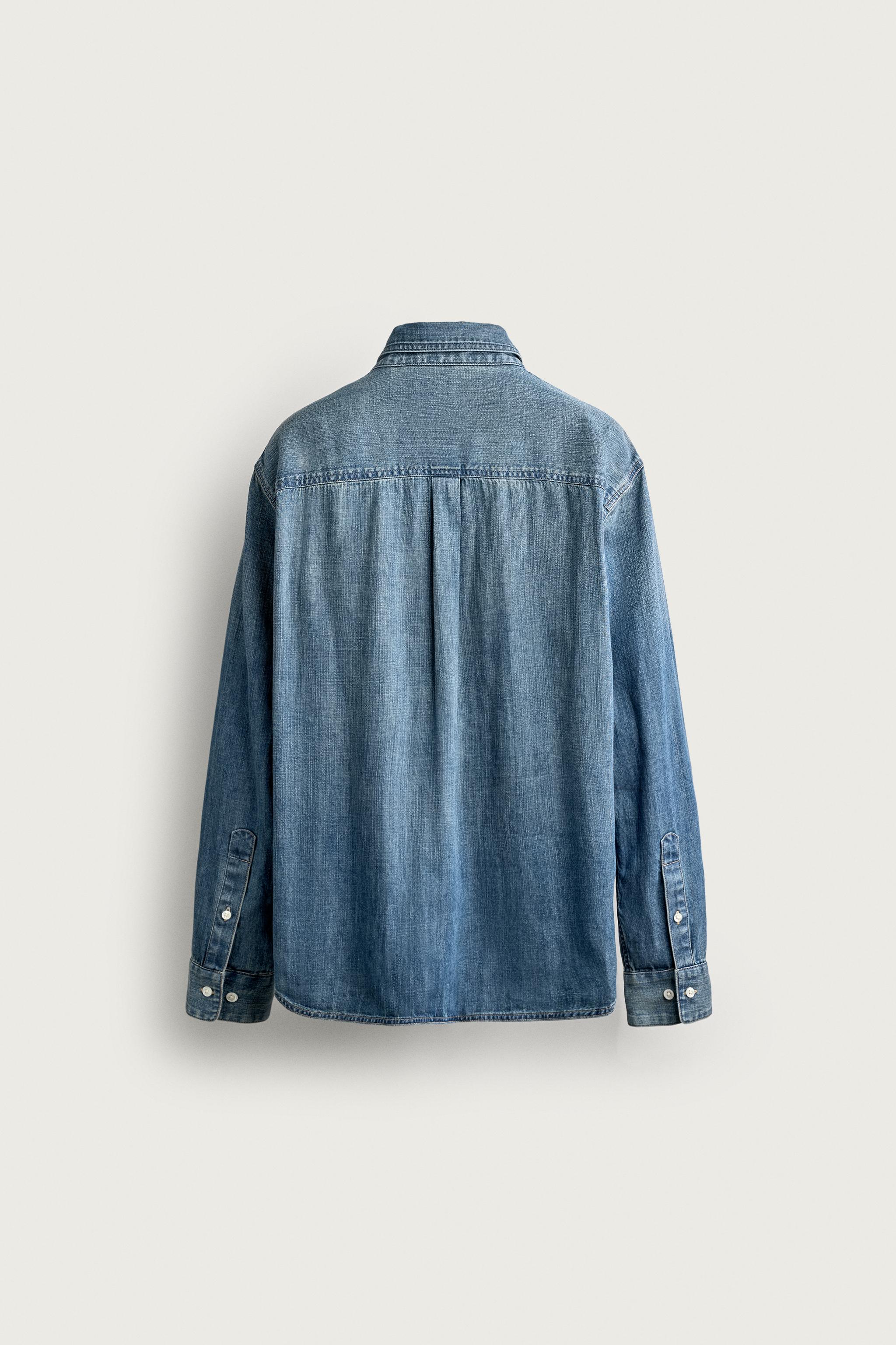 REGULAR FIT DENIM SHIRT — Light blue