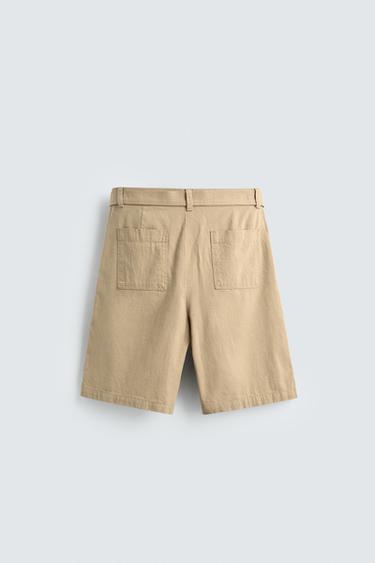 BERMUDA RELAXED FIT À CEINTURE - Beige foncé de Zara - Image 6