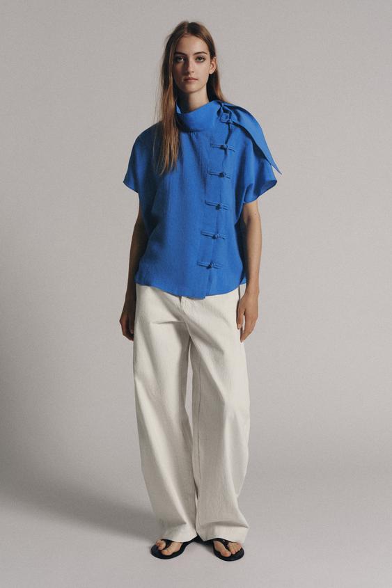 ZW COLLECTION SHIRT WITH FROG FASTENING - Bluish de Zara - Imagen 0