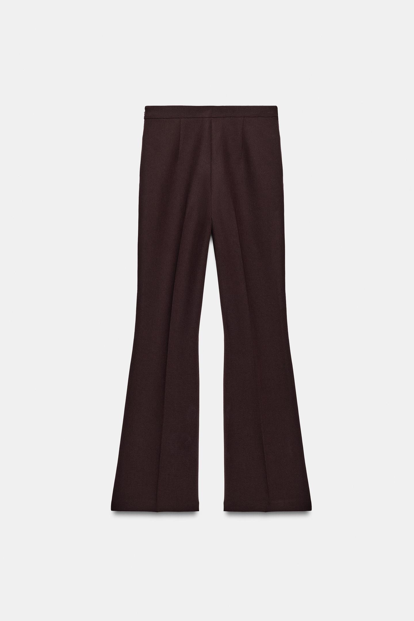Женские брюки Zara Flare, цвет: Бордовый — фото 6