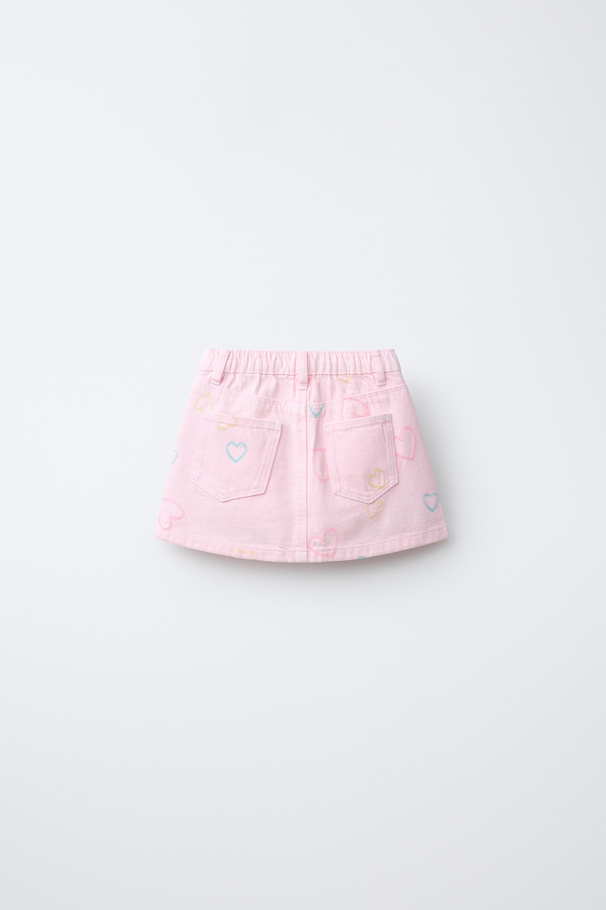 EMBROIDERED HEART TWILL SKIRT