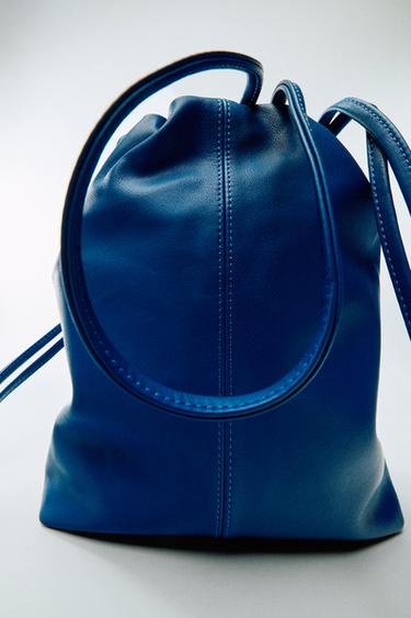 GATHERED LEATHER CROSSBODY BAG - Blue by Zara