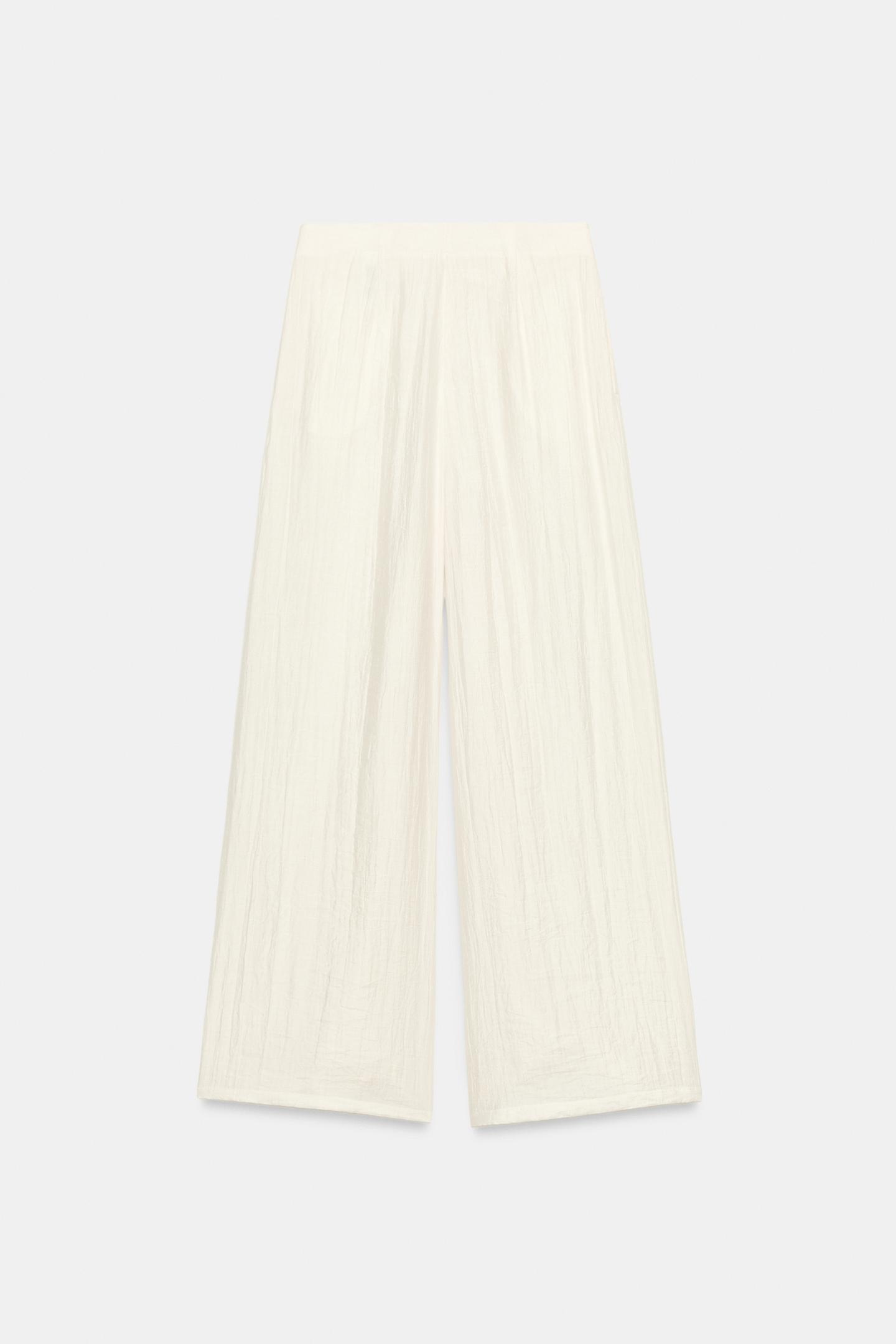 Брюки Zara Pleated Wide Leg, цвет: Экрю — фото 6