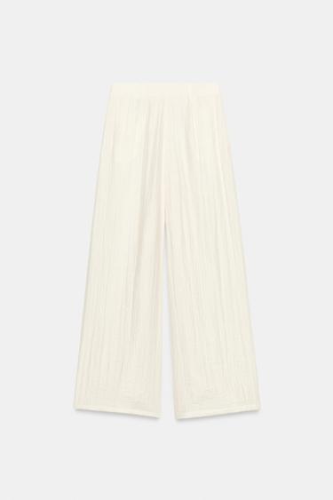 PANTALON LARGE À PLIS - Écru de Zara - Image 5