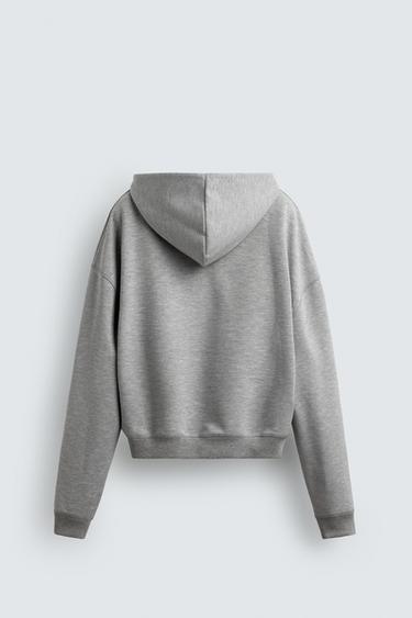 SWEAT À CAPUCHE ET PIÈCE - Gris chiné de Zara - Image 8
