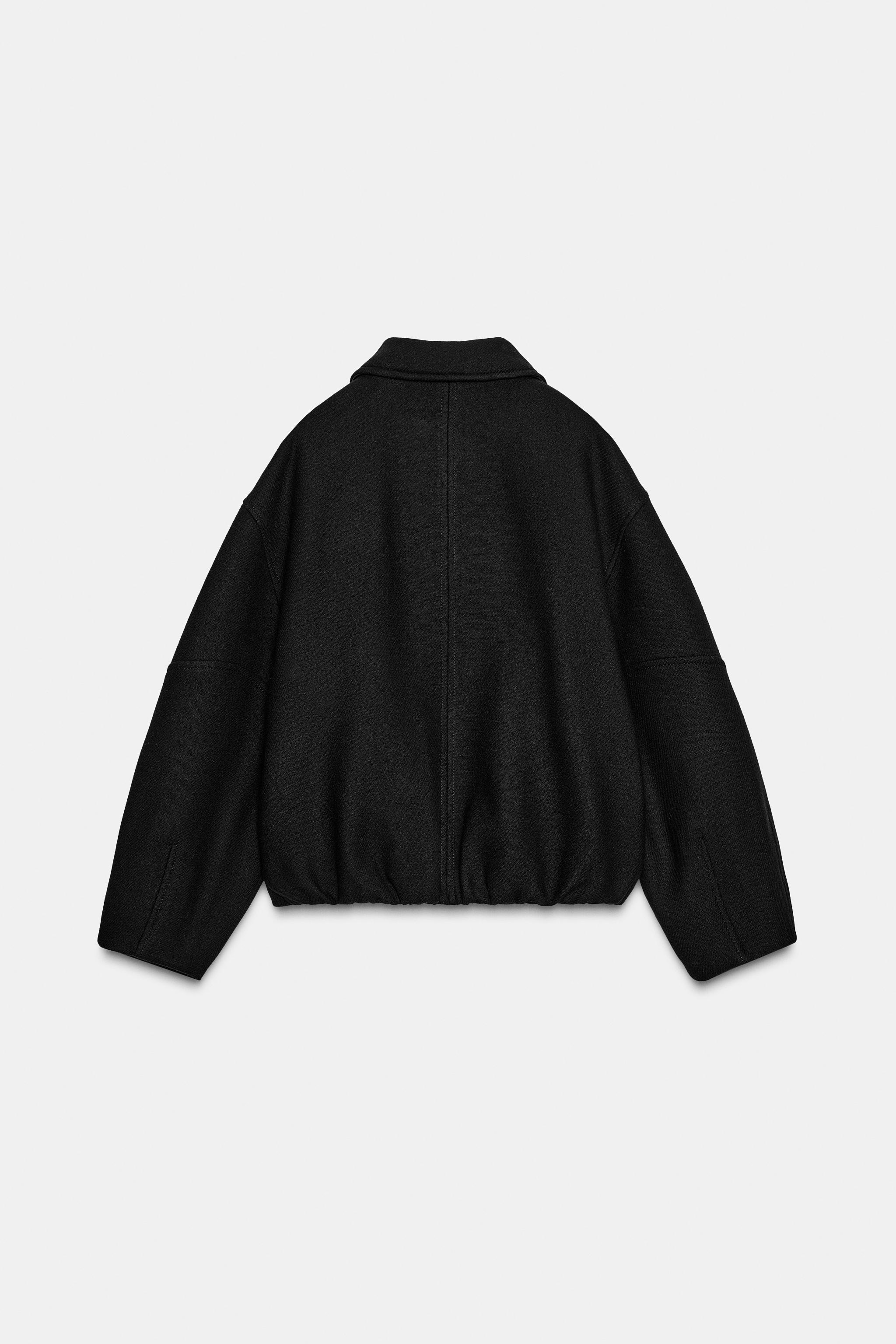 CONTRAST COLLAR WOOL BALLOON BOMBER JACKET