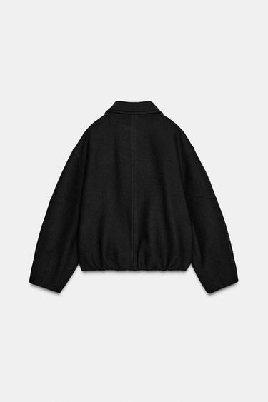 BALLOON BOMBER JACKET WITH CONTRAST WOOL COLLAR - Black by Zara - Image 9