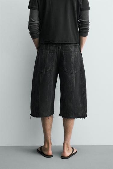 FADED PRINT DENIM JORTS - Black by Zara - Image 2