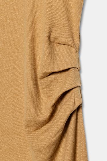 ROBE MI-LONGUE DRAPÉE - Camel clair de Zara - Image 9