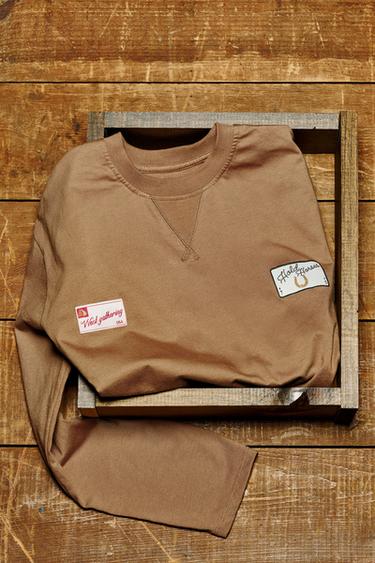 Zara SHIRT WITH PATCHES - Brown