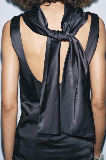 TOP SATINÉ SANS MANCHES ZW COLLECTION - Noir de Zara - Image 3