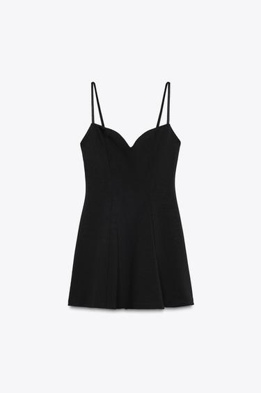 DRESS WITH SWEETHEART NECKLINE - Black by Zara