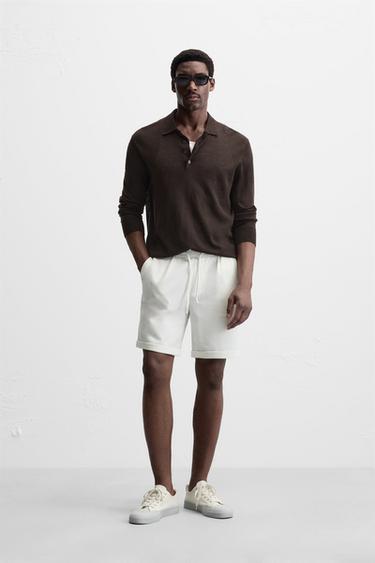 Zara STRETCH SHORTS - Oyster-white - Image 0