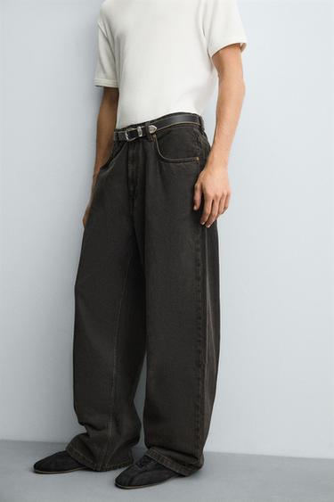 Zara BAGGY FIT JEANS - Brown