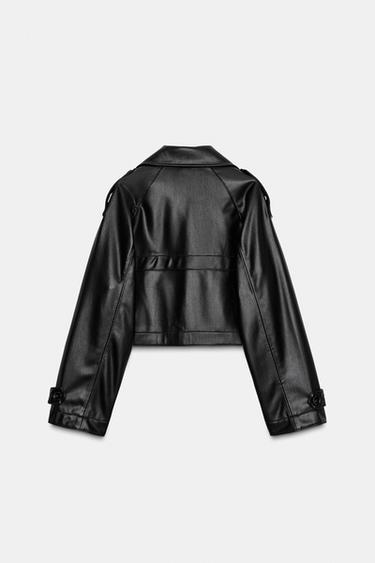 TRENCH COURT MATIÈRE SYNTHÈTIQUE - Noir de Zara - Image 5