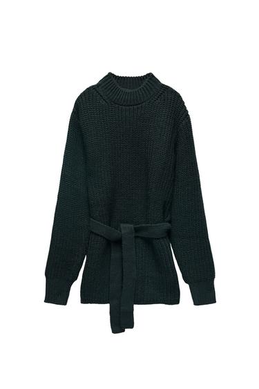 KNIT SWEATER WITH BELT