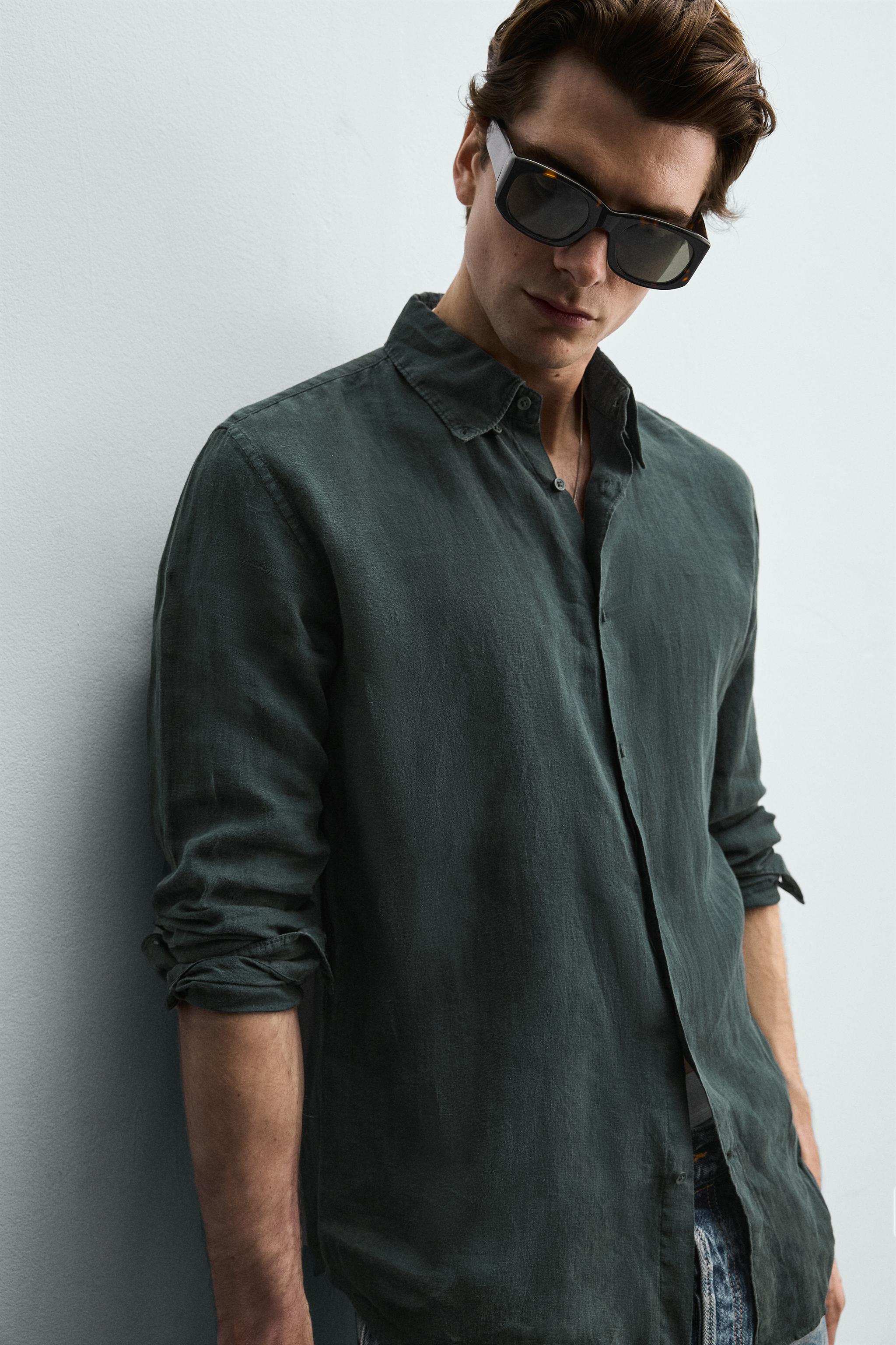 REGULAR FIT 100% LINEN SHIRT