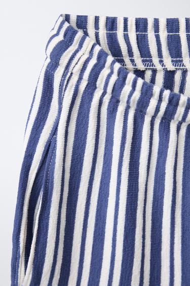 STRIPED TERRY BERMUDA SHORTS - Ecru / Navy by Zara - Image 2