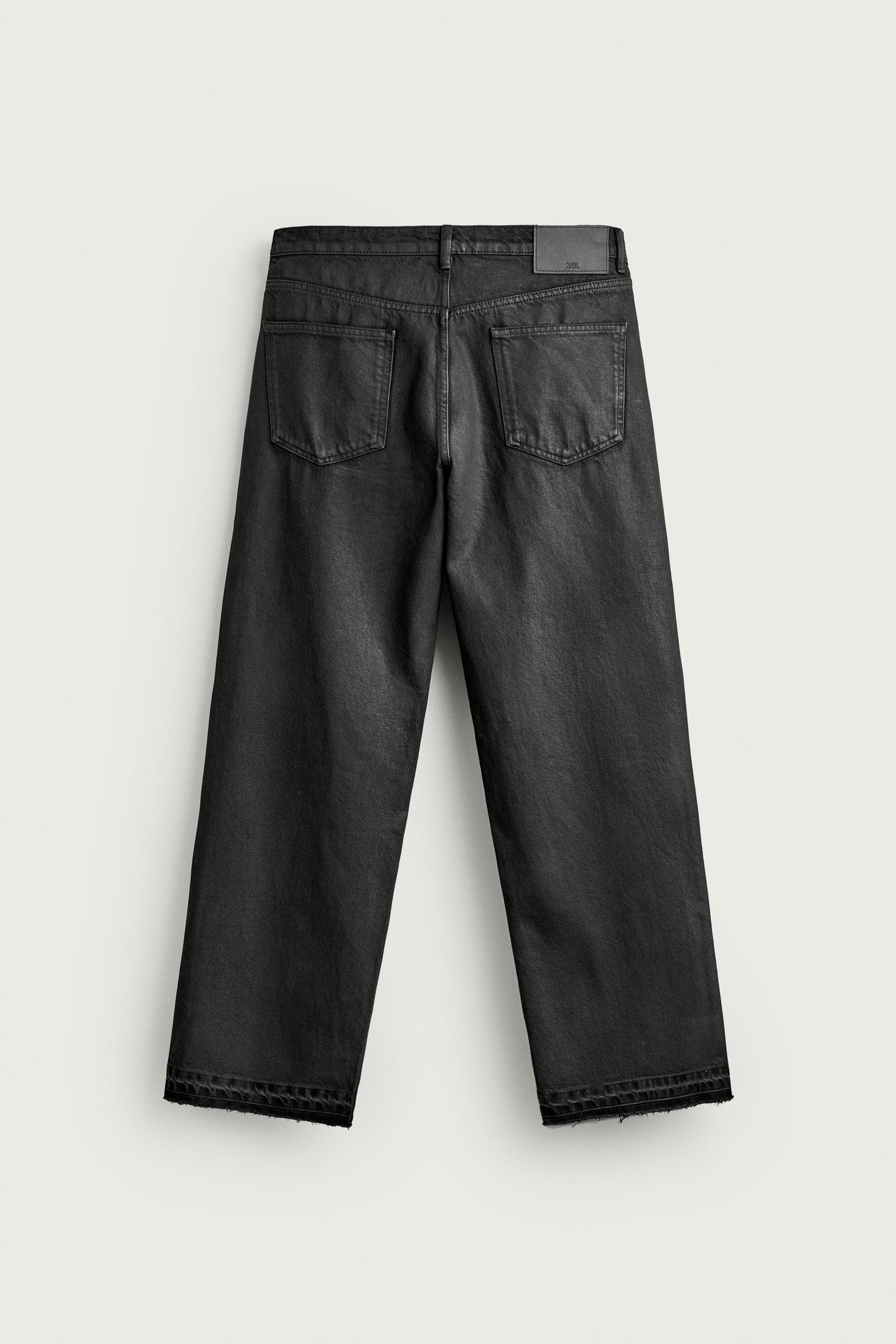 Мужские джинсы Zara Wax-Effect Loose Fit, цвет: Чёрный — фото 8