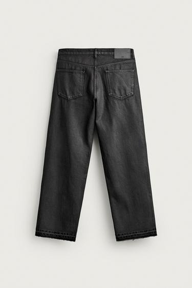 WAX-EFFECT LOOSE FIT JEANS — Black 2